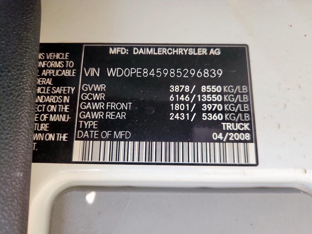 WD0PE845985296839 - 2008 DODGE SPRINTER 2500 Beyaz fotoğraf 13