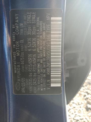 KM8JM12B95U191166 - 2005 HYUNDAI TUCSON GL BLUE photo 13