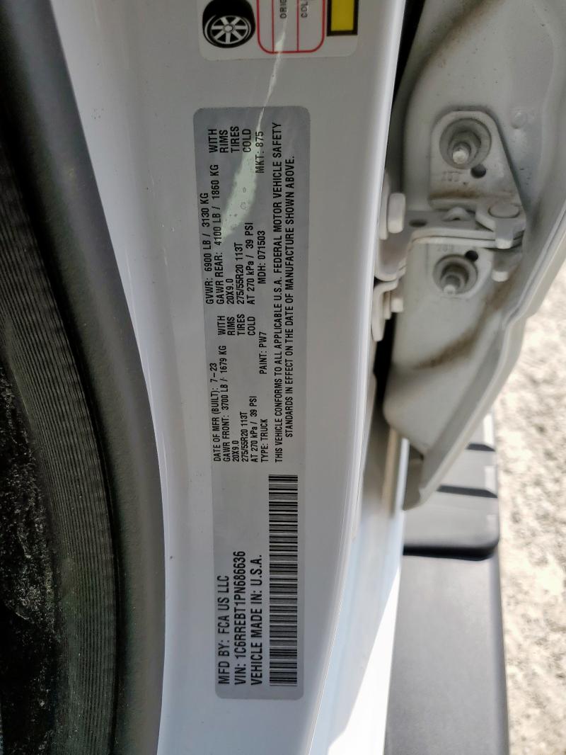 1C6RREBT1PN686636 - 2023 RAM 1500 BIG HORN/LONE STAR WHITE photo 12