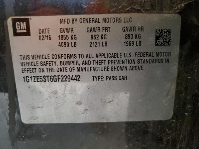 1G1ZE5ST6GF229442 - 2016 CHEVROLET MALIBU LT CHARCOAL photo 12