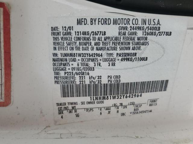 1LNHM81W32Y642964 - 2002 LINCOLN TOWN CAR EXECUTIVE WHITE photo 12