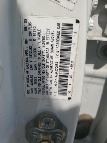 1HGCP2F32AA030054 - 2010 HONDA ACCORD LX თეთრი ფოტო 13
