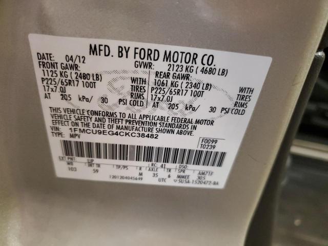 1FMCU9EG4CKC38482 - 2012 FORD ESCAPE LIMITED CREAM photo 13