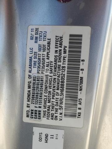5FNRL5H68BB052128 - 2011 HONDA ODYSSEY EXL SILVER photo 14