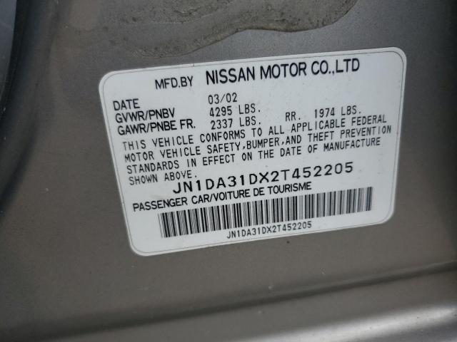 JN1DA31DX2T452205 - 2002 NISSAN MAXIMA GLE GRAY photo 12