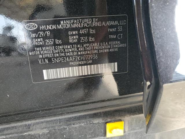 5NPE24AF2KH772936 - 2019 HYUNDAI SONATA SE Սև լուսանկար 13