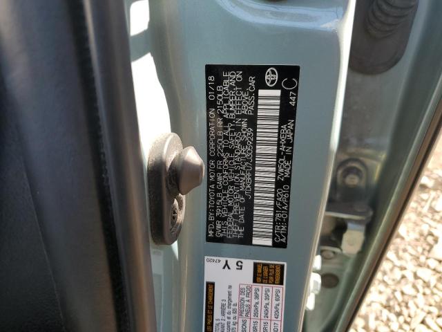 JTDKBRFU7J3059239 - 2018 TOYOTA PRIUS TURQUOISE photo 12