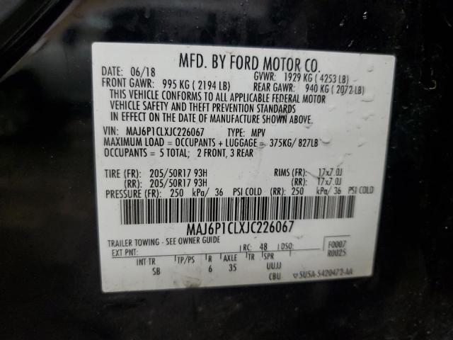 MAJ6P1CLXJC226067 - 2018 FORD ECOSPORT SES Czarny zdjęcie 13