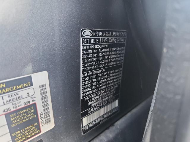SALWG2PF1GA112721 - 2016 LAND ROVER RANGE ROVE SE GRAY photo 13
