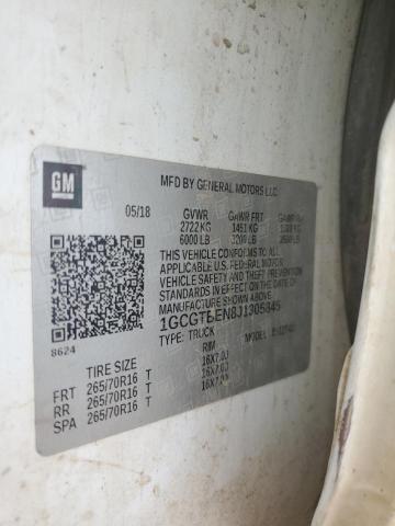 1GCGTBEN8J1305845 - 2018 CHEVROLET COLORADO 白色 照片 12