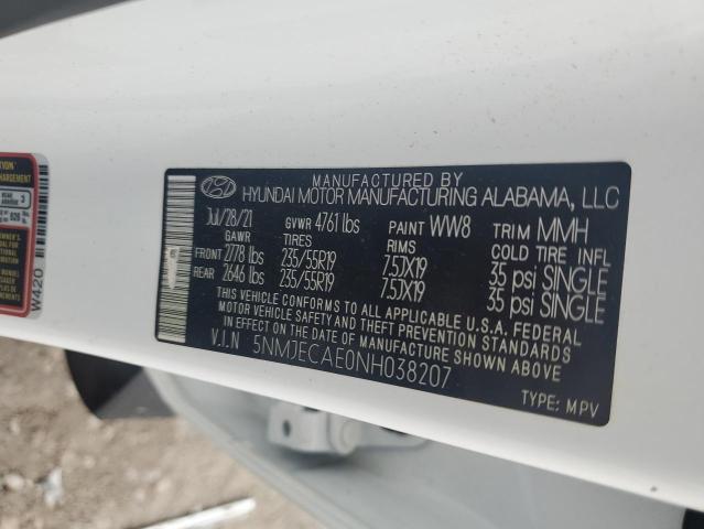 5NMJECAE0NH038207 - 2022 HYUNDAI TUCSON LIMITED WHITE photo 13