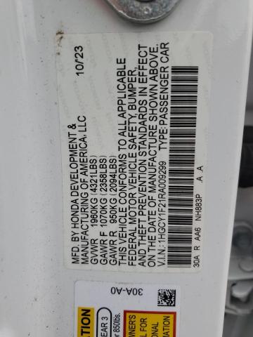 1HGCY1F21RA009299 - 2024 HONDA ACCORD LX WHITE photo 12