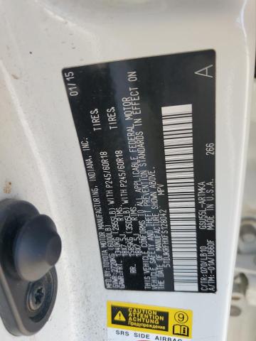 5TDJKRFHXFS128042 - 2015 TOYOTA HIGHLANDER XLE თეთრი ფოტო 12