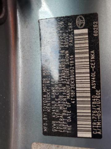 4T1BF3EK9BU621814 - 2011 TOYOTA CAMRY BASE GREEN photo 12