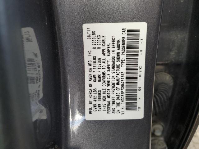 1HGCR2F7XHA287552 - 2017 HONDA ACCORD EX GRAY photo 12