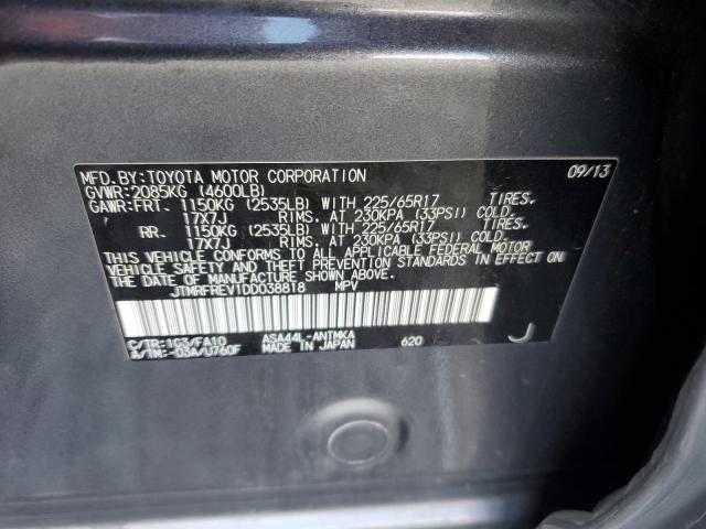 JTMRFREV1DD038818 - 2013 TOYOTA RAV4 XLE GRAY photo 13