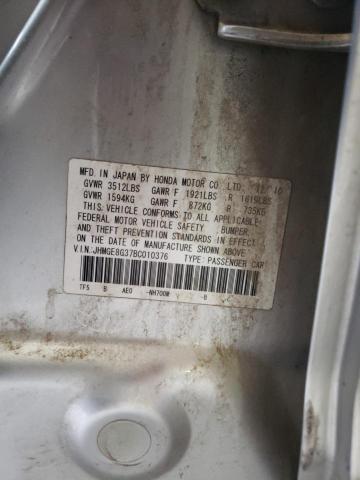 JHMGE8G37BC010376 - 2011 HONDA FIT SILVER photo 12