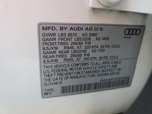 WA1LAAF75HD012048 - 2017 AUDI Q7 PREMIUM PLUS თეთრი ფოტო 13
