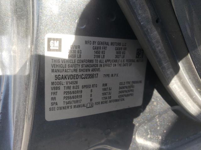 5GAKVDED1CJ235617 - 2012 BUICK ENCLAVE GRAY photo 13