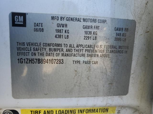 1G1ZH57B894107283 - 2009 CHEVROLET MALIBU 1LT Ақ фото 12