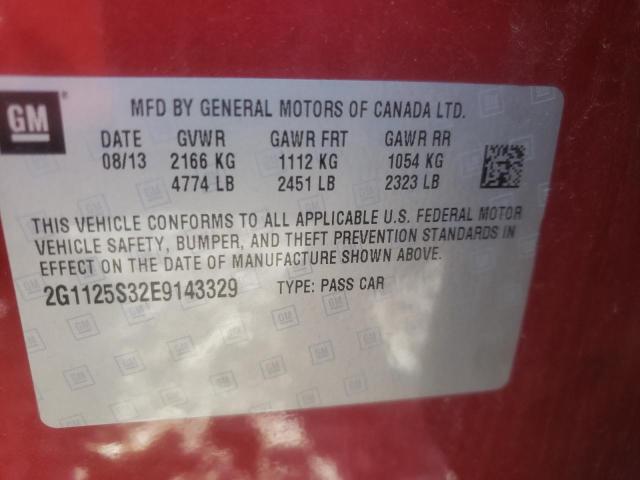 2G1125S32E9143329 - 2014 CHEVROLET IMPALA LT RED photo 12