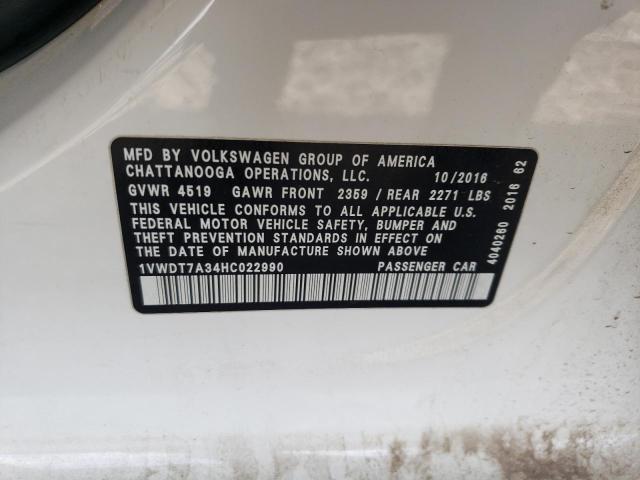 1VWDT7A34HC022990 - 2017 VOLKSWAGEN PASSAT R-LINE Ağ foto 12