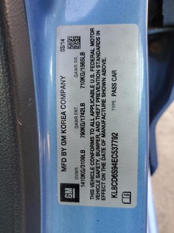 KL8CD6S94EC537792 - 2014 CHEVROLET SPARK 1LT 蓝色 照片 12