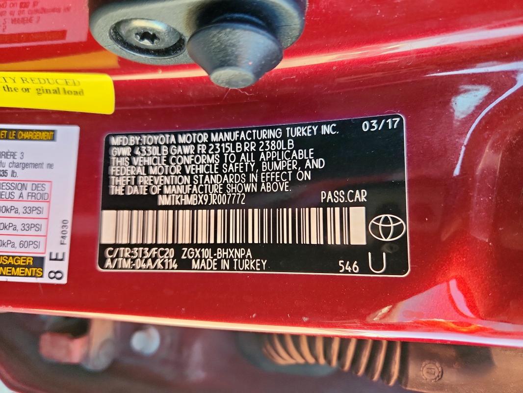 NMTKHMBX9JR007772 - 2018 TOYOTA C-HR XLE Marron photo 13