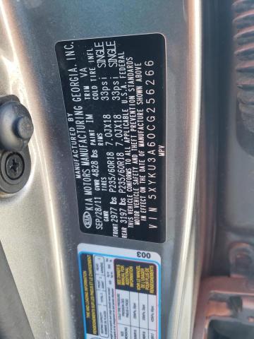 5XYKU3A60CG256266 - 2012 KIA SORENTO EX GRAY photo 13