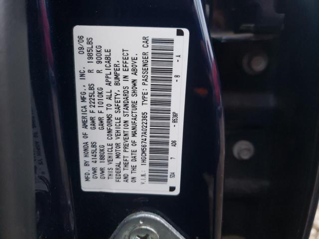 1HGCM56747A022365 - 2007 HONDA ACCORD EX BLUE photo 12