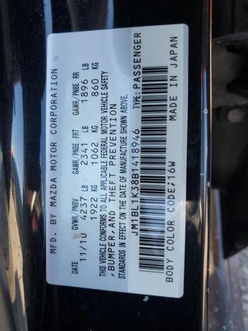 JM1BL1K38B1418946 - 2011 MAZDA SPEED 3 BLACK photo 12