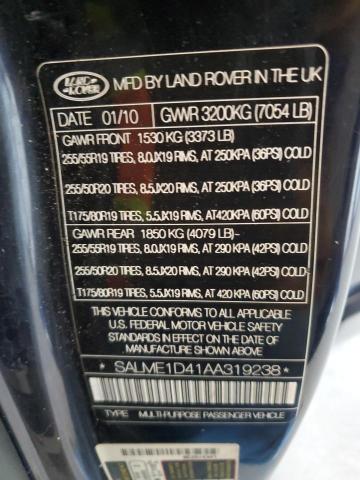 SALME1D41AA319238 - 2010 LAND ROVER RANGE ROVE HSE BLACK photo 13