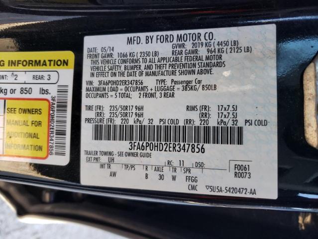 3FA6P0HD2ER347856 - 2014 FORD FUSION SE GRAY photo 12