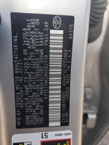 4T1C11AK2MU562119 - 2021 TOYOTA CAMRY LE SILVER photo 12