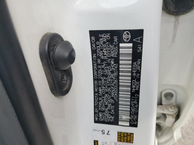 JTDKB20U387780743 - 2008 TOYOTA PRIUS 白色 照片 12