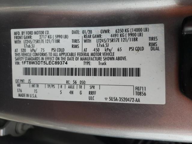 1FT8W3DT5LEC89374 - 2020 FORD F350 SUPER DUTY SILVER photo 13