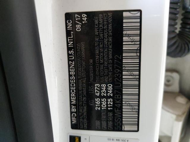 55SWF4KB7JU239772 - 2018 MERCEDES-BENZ C 300 4MATIC WHITE photo 12