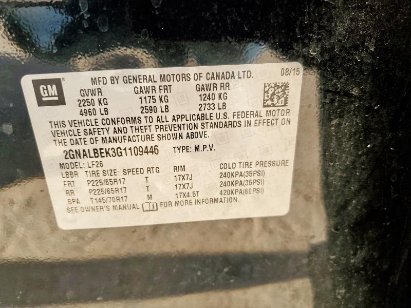 2GNALBEK3G1109446 - 2016 CHEVROLET EQUINOX LS أسود صورة 13