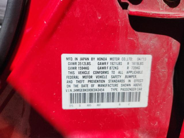JHMGE8H3XDC043454 - 2013 HONDA FIT Qırmızı foto 12