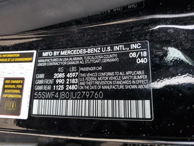 55SWF4JB0JU279760 - 2018 MERCEDES-BENZ C 300 BLACK photo 12