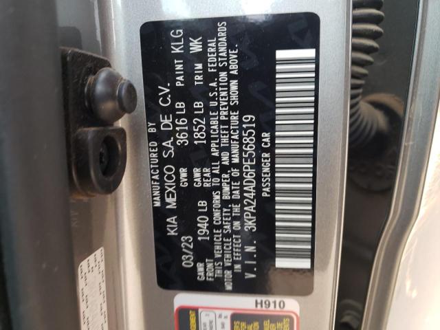 3KPA24AD6PE568519 - 2023 KIA RIO LX SILVER photo 12