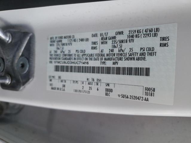 1FMCU9JD3HUC71416 - 2017 FORD ESCAPE TITANIUM WHITE photo 13
