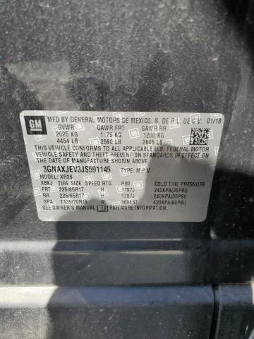 3GNAXJEV3JS591145 - 2018 CHEVROLET EQUINOX LT Սև լուսանկար 12