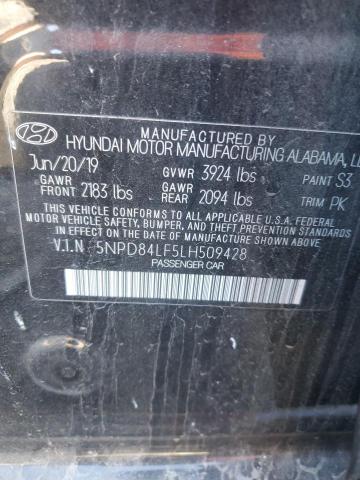 5NPD84LF5LH509428 - 2020 HYUNDAI ELANTRA SEL BLACK photo 12