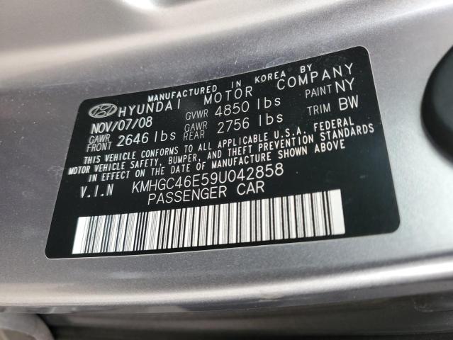 KMHGC46E59U042858 - 2009 HYUNDAI GENESIS 3.8L 银色 照片 12