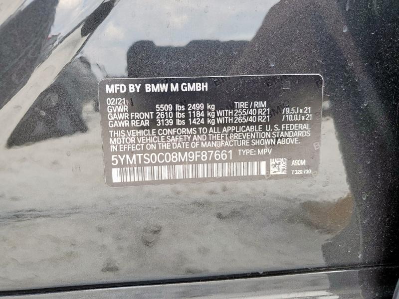 5YMTS0C08M9F87661 - 2021 BMW X3 M COMPETITION BLACK photo 13