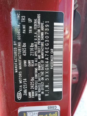 5XXGN4A76EG307391 - 2014 KIA OPTIMA EX Burgund zdjęcie 12