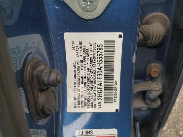 2HGFA1F30AH555785 - 2010 HONDA CIVIC VP BLUE photo 12