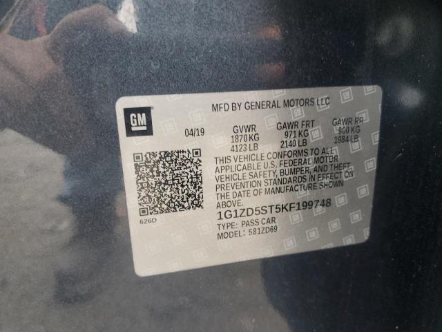 1G1ZD5ST5KF199748 - 2019 CHEVROLET MALIBU LT Серый фото 12