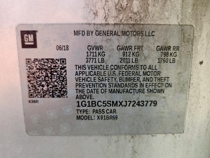 1G1BC5SMXJ7243779 - 2018 CHEVROLET CRUZE LS Srebrny zdjęcie 12